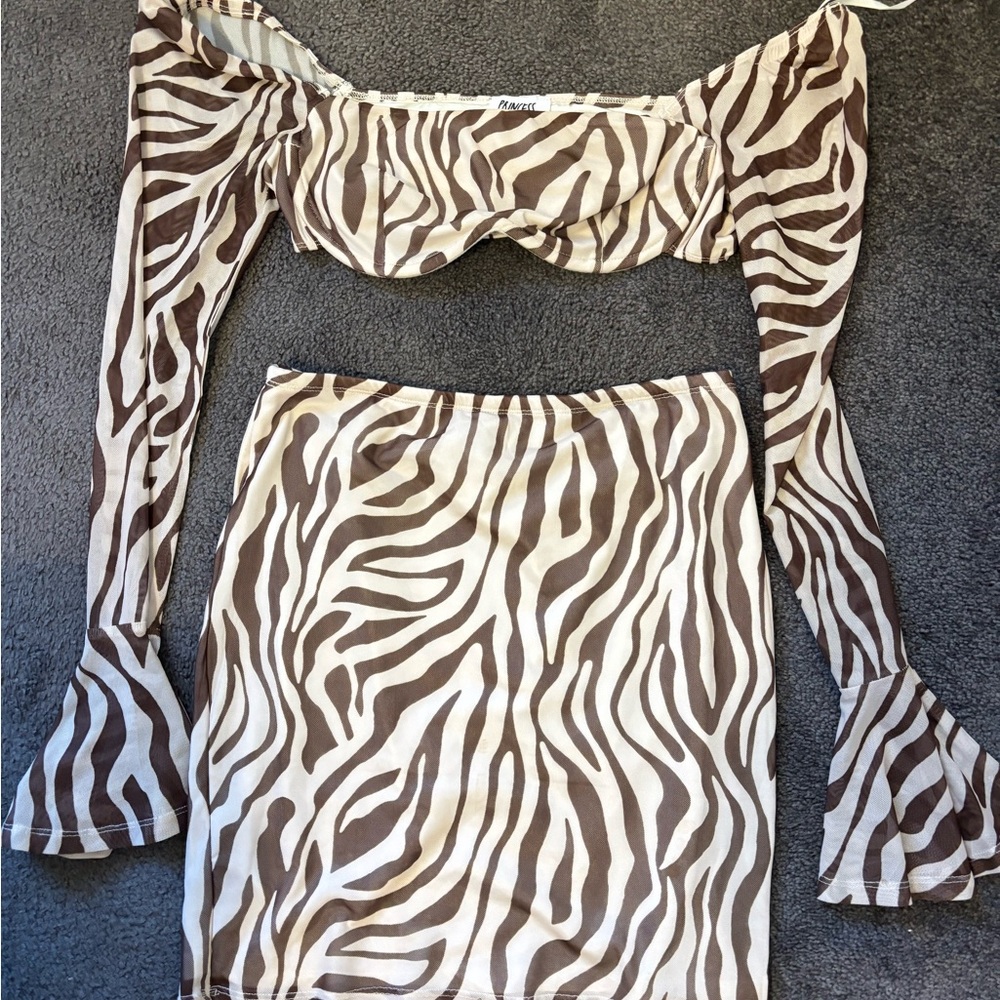 Princess Polly Brown and White Zebra Skirt Set